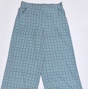 Max Studio Teal and Navy Geometric Print Pants